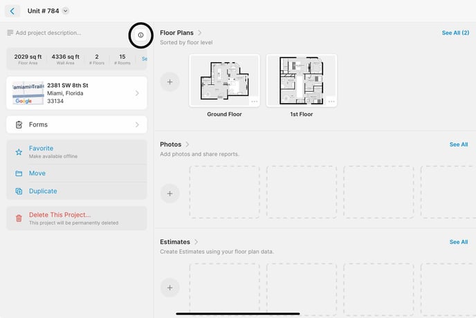 New Project Details access